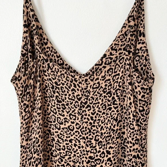 Reformation Marlowe Leopard Print Mini Dress V-Neck Side Slit - Picture 11 of 16